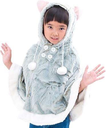 Amazon ファンファン Funfun 着ぐるみ ネコ 猫 猫耳 クリスマス パーティ 女の子 もこもこケープ 子供 子供服 キッズ 防寒着 ボア モコモコ ギフト グリーン 100 1cm おもちゃ おもちゃ