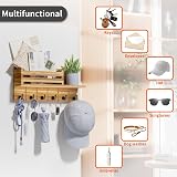 SWTYMIKI Wall Key Holder with Shelf Mail Organizer Brown 6 Hooks view 4