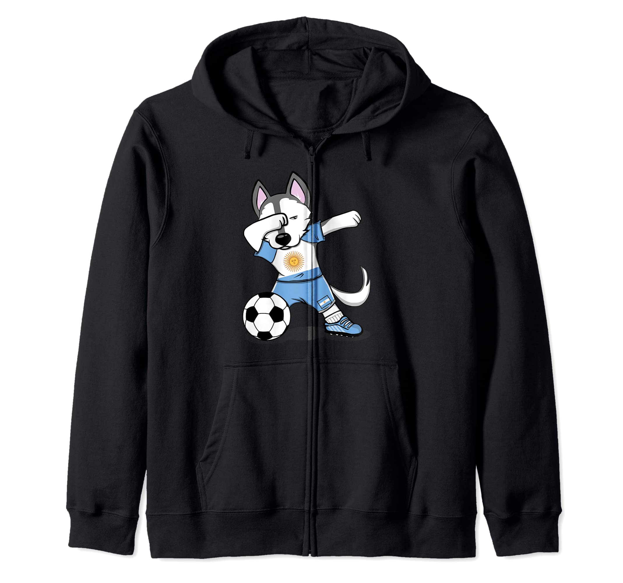 Dabbing Husky Argentina Soccer Fans Jersey Argentinian Sport Zip Hoodie