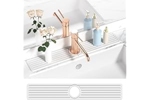 Diatomite Faucet Mat for Kitchen Sink with Raised Pads & Cleaning Brush, Super Absorbent Fast Drying Stone Sink Tray, Splash 