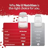 Nu U Nutrition Astaxanthin 12mg Softgel 180 caps 6 Month Supply UK Made view 5