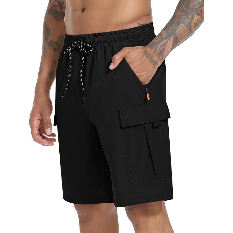 AND1 Men's Multicolor Elastic Waist Drawstring Shorts – 11 Inch Inseam, #11718