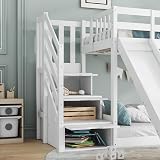 BTM Children's Bunk Bed Frame 3FT with Ladder & Slide, Storage Steps view 8