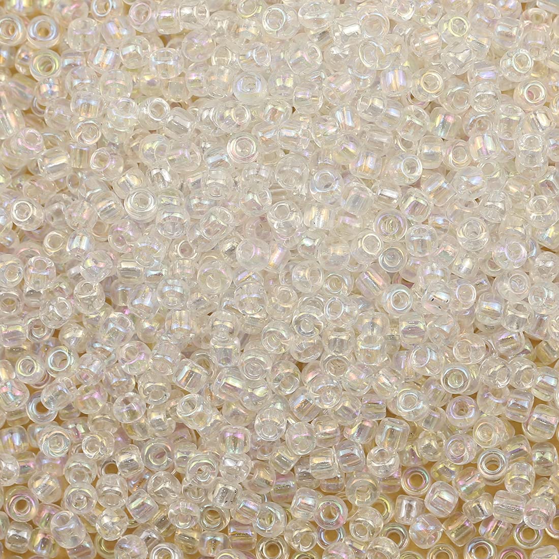 Bala&Fillic Clear Rainbow AB Color 3mm Seed Beads About 3600pcs/100Grams in Bag, 8/0 Glass Craft Beads for Making Bracelet Necklace Earring(Clear Rainbow AB)