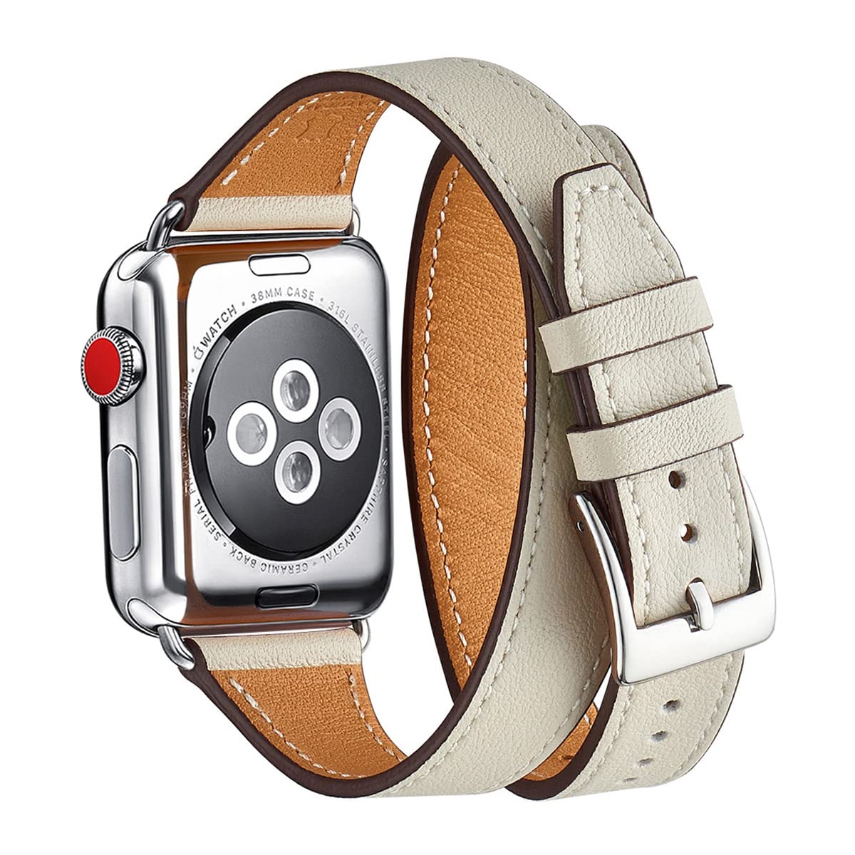Bestig Bands Compatible with Apple Watch Band 40mm 41mm 38mm 42mm(Series 10 11) Women Men, Genuine Leather Double Tour Designed Slim Thin Strap for iWatch SE1/2/3 Ultra 3/2/1 Series 9 8 7 6 5 4 3 2 1