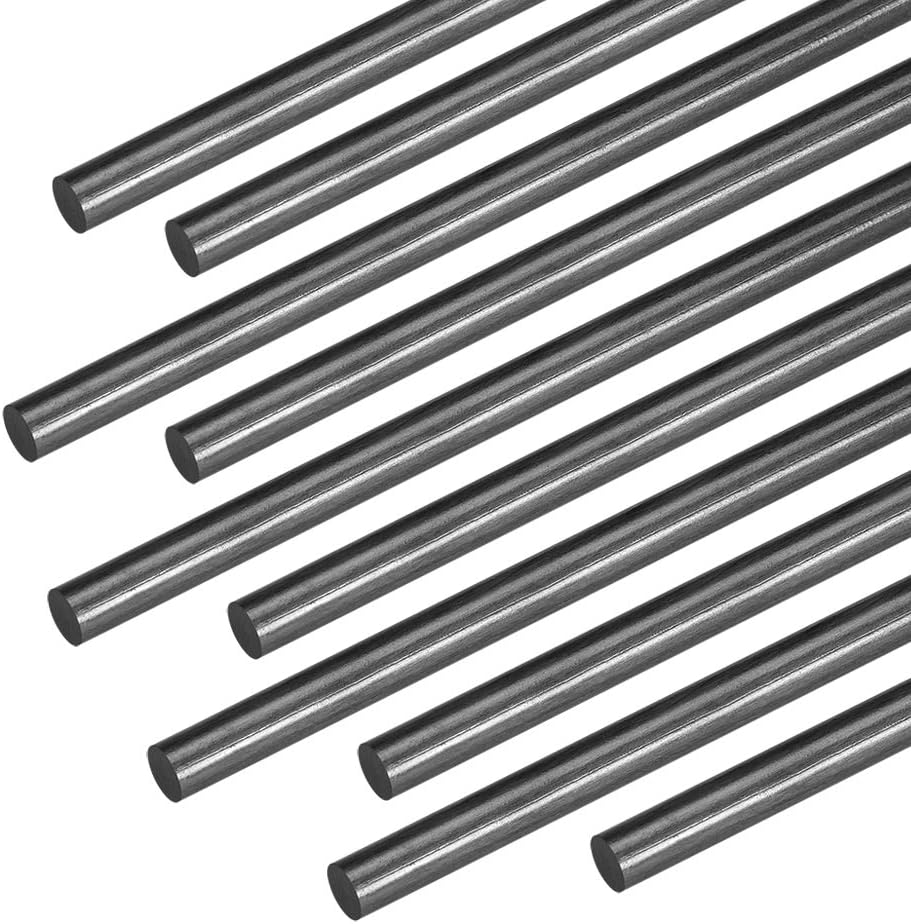 sourcing map Carbon Fiber Rod for RC Airplane DIY Craft 4mm Matte Pole 400mm 15.7 Inch, 10pcs