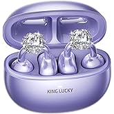Kinglucky Jewelry-Inspired Clip-On Earbuds with Diamond Earrings, Comfortable Fit & 40H Playtime Open Ear Bluetooth 5.4 Wireless Headphones for Women, Small Ears, Sports & Workouts (Purple)