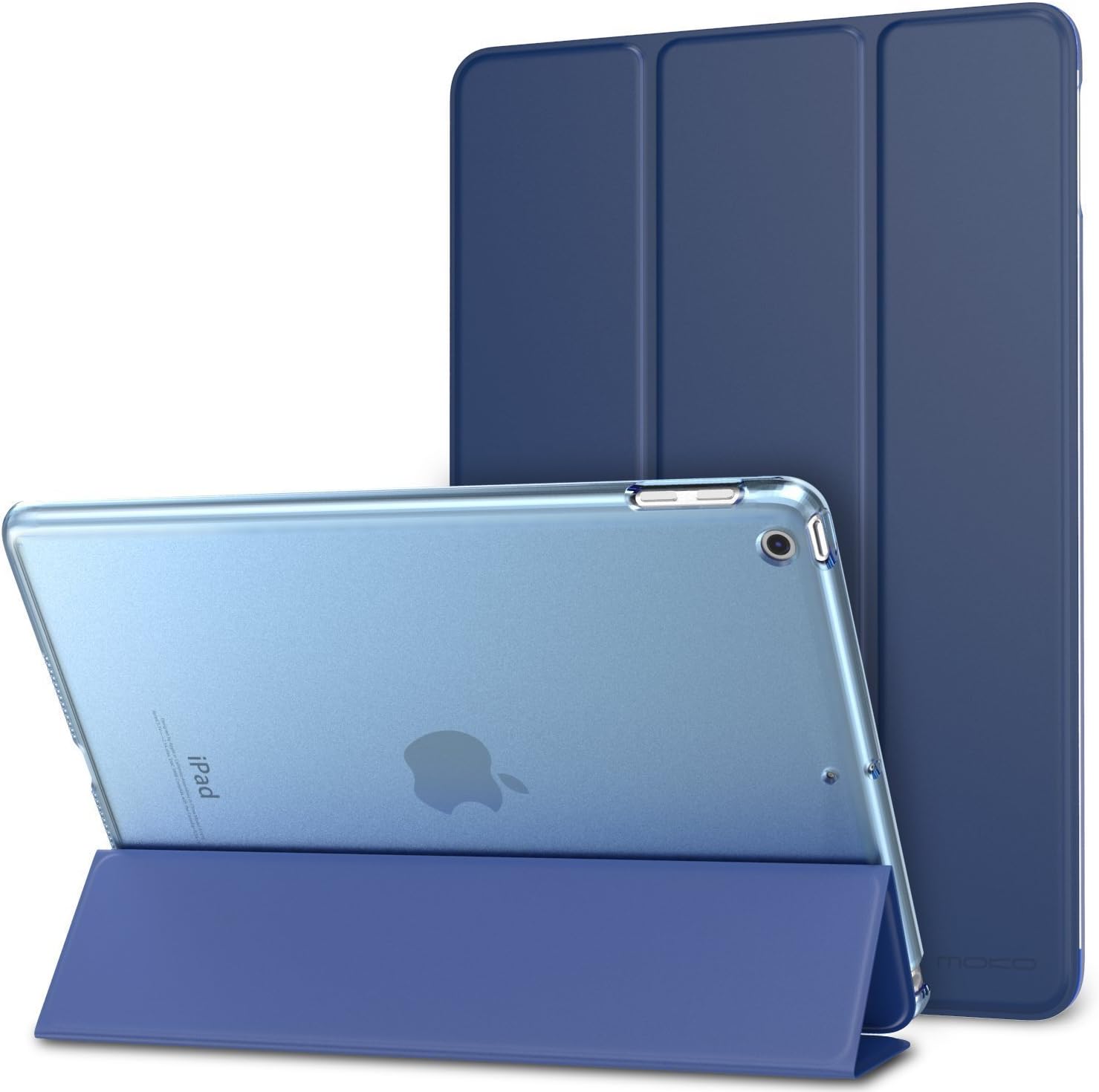 CAZCASE PU Leather Smart Flip With Translucent Back Case Cover For Apple New iPad 2017 9.7" inch (A1822/A1823),Deep Blue
