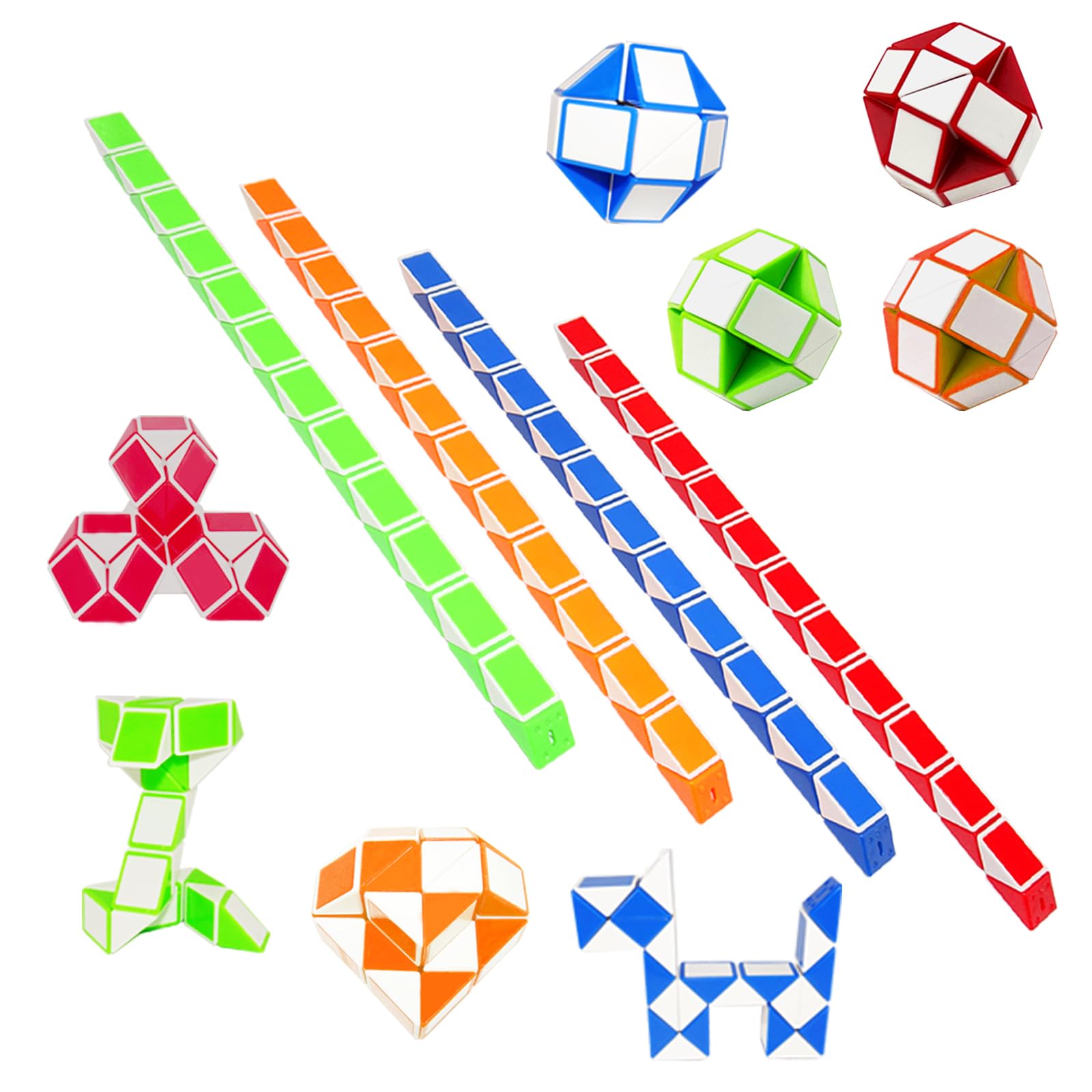 EACHHAHA party bags for kids party,12 pieces Mini Magic Snakes 24 Blocks,Christmas Stocking Fillers for Kids,Simple, exquisite and portable,party bag fillers for kids,snake fidget toys — image 1