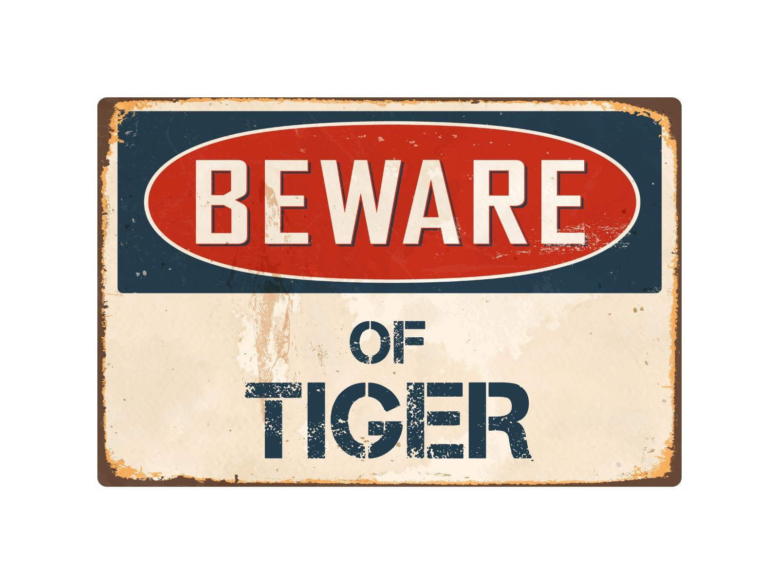 Beware Of Tiger 8" x 12" Vintage Aluminum Retro Metal Sign VS415