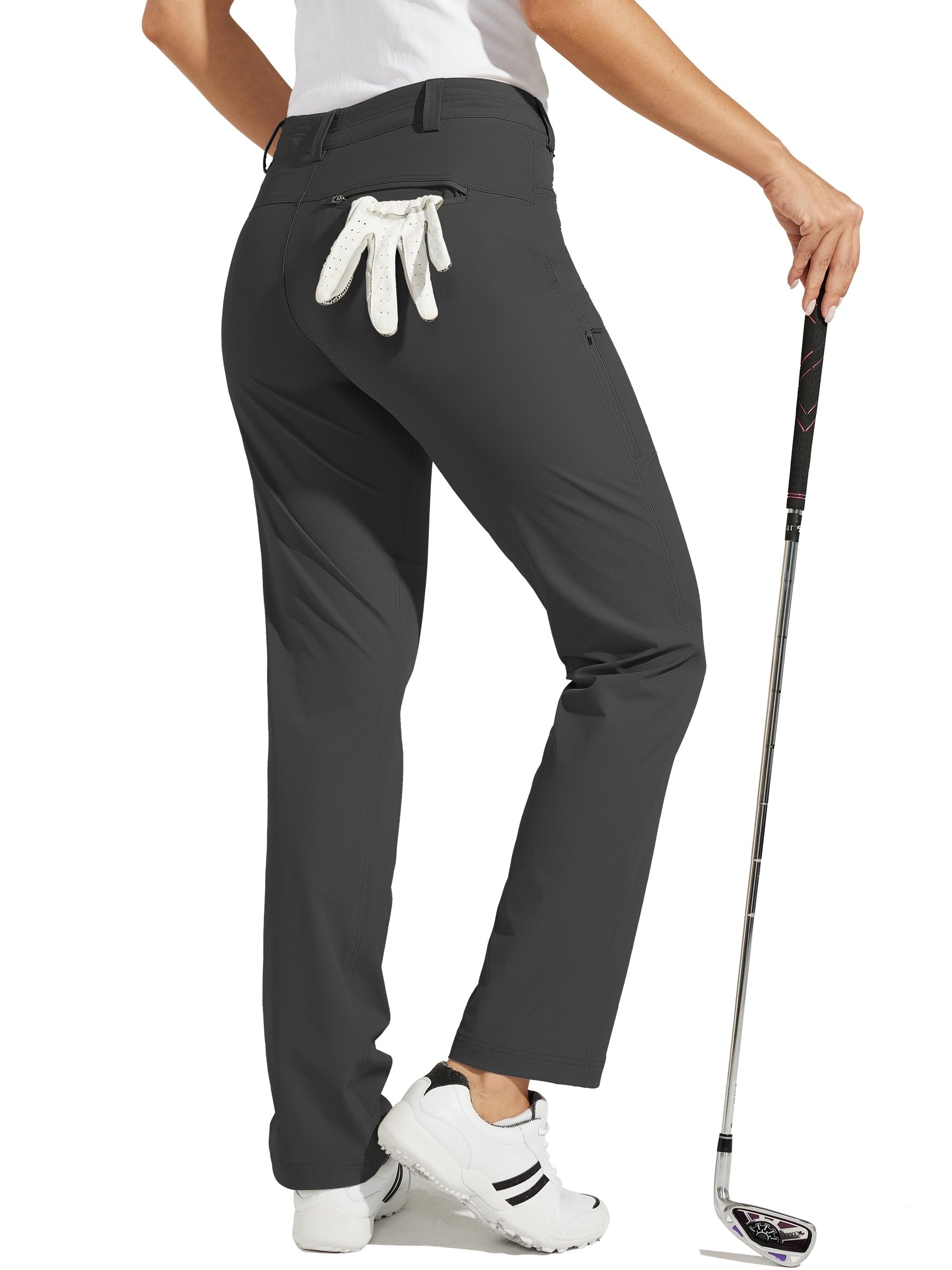 Photo 1 of Willit Women's Golf Pants Hiking Pants Quick Dry Lightweight Outdoor Casual Pants with Pockets Water Resistant Deep Gray 16