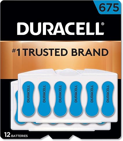 Amazon Com Duracell Hearing Aid Batteries Size 675 Blue Long Lasting Battery With Easytab For Ease Installation 12 Count Health Personal Care
