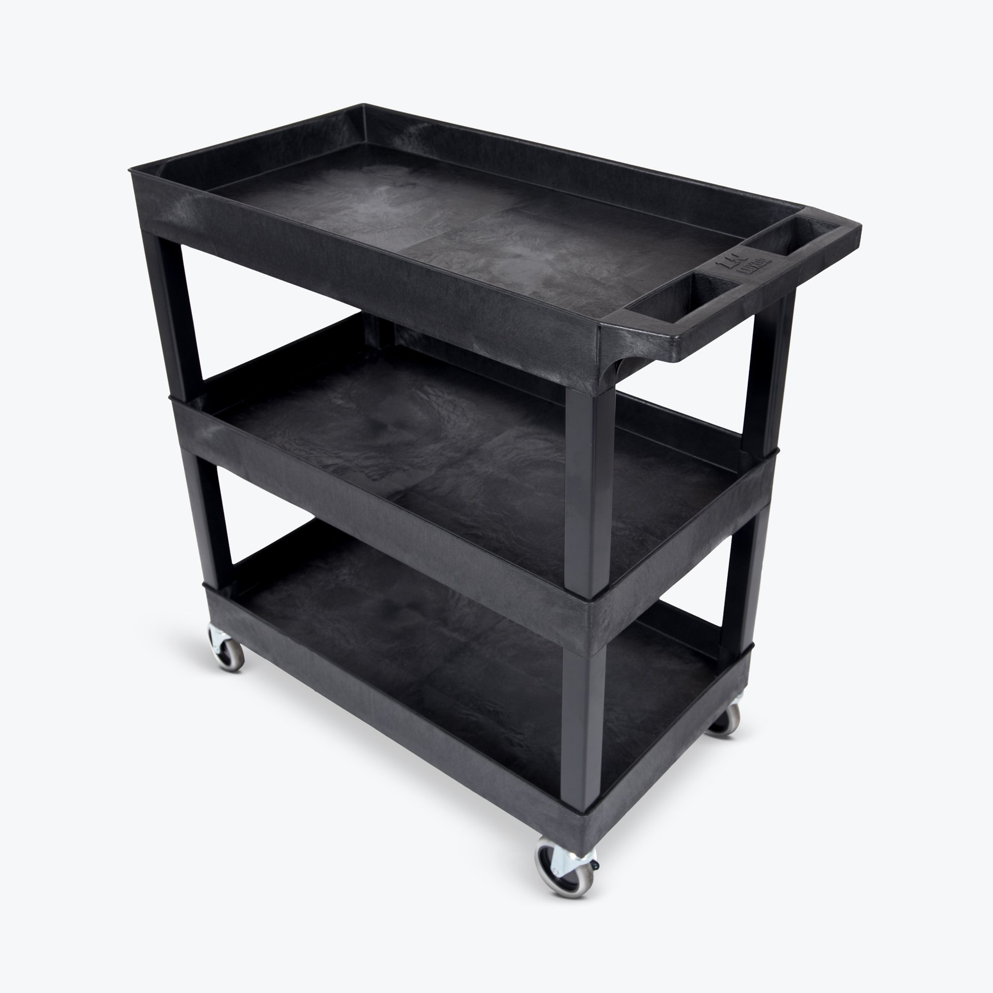Original Tubster 3 Shelf Utility Cart/Service Cart - Heavy Duty - Supports up to 400 lbs! - Tub Carts w/Deep Shelves - Great for Warehouse, Garage, Cleaning, More! (3 Shelf - 32 x 18 - Black)