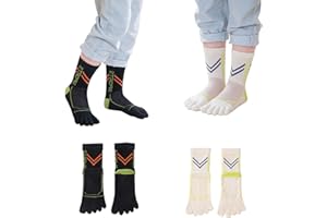 PURSUESTAR 2 Pairs Cotton Five Finger Toe Socks Athletic Sports Breathable Mesh Seperated Socks for Boys Girls Kids Teens 6-15 Years
