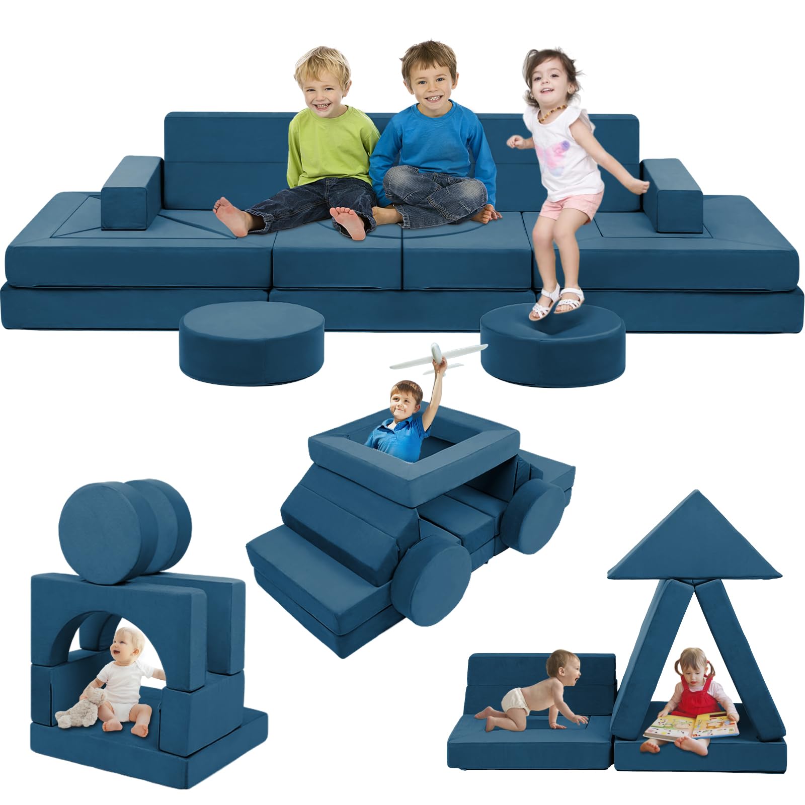 Edbuosy Modular Kids Play Couch - 22Pcs Nugget