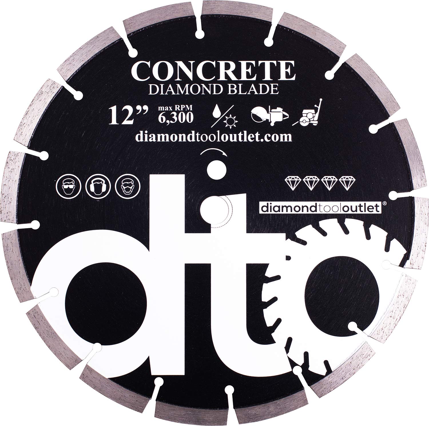 Premium Diamond Segmented Saw Blade for Concrete, Block, Brick, Masonry, 1-Inch Arbor, Wet or Dry Cutting, Made in USA (12" x .125" x 1"-20mm arbor)