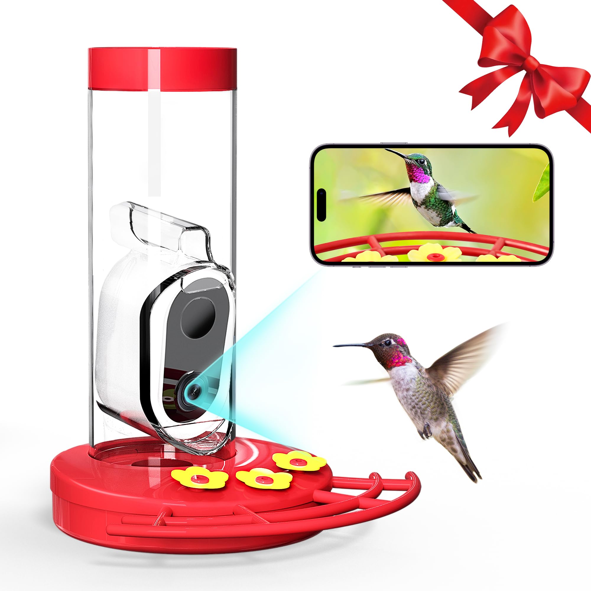Photo 1 of TT Nature Hummingbird Feeder with Camera, AI Identify Cloud Storage Instant Notification, CCPA Data Protection, Unique Bee & Ant Proof Design, Outdoor Hanging, Idea Gift for Family Friends (20 Ounces)