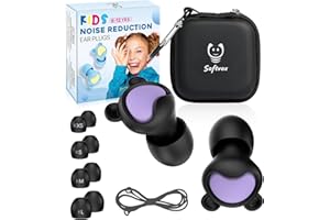 Kids Ear Plugs (6-12 yrs) with Lanyard, Noise Reduction Earplugs for Airplane, Focus, Travel, Concert, Socializing Sports, Sl
