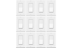 ELECTECK 12 Pack Single Pole Rocker Light Switch, 15A 120/277V, Wallplate Included, UL Certified