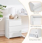 Yaheetech Bedside Table 3 Drawers White 35x45x60.5 cm Nightstand view 6
