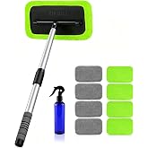 XINDELL Inside Windshield Cleaner Tool, 27-Inch Extendable Car Window Cleaning Tool with 180&deg; Swivel Head, 9 Washable Microfiber Pads and Spray Bottle for Interior Auto Glass