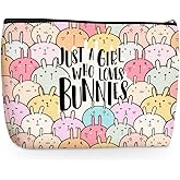 Cute Bunnies Makeup Bag Bunny Gifts Cosmetic Travel Bag Bunny Accessories Decor Stuff for Animal Bunnies Lovers Women Breeder Coworker Girls Best Friend Funny Skincare Bags for Christmas Birthday