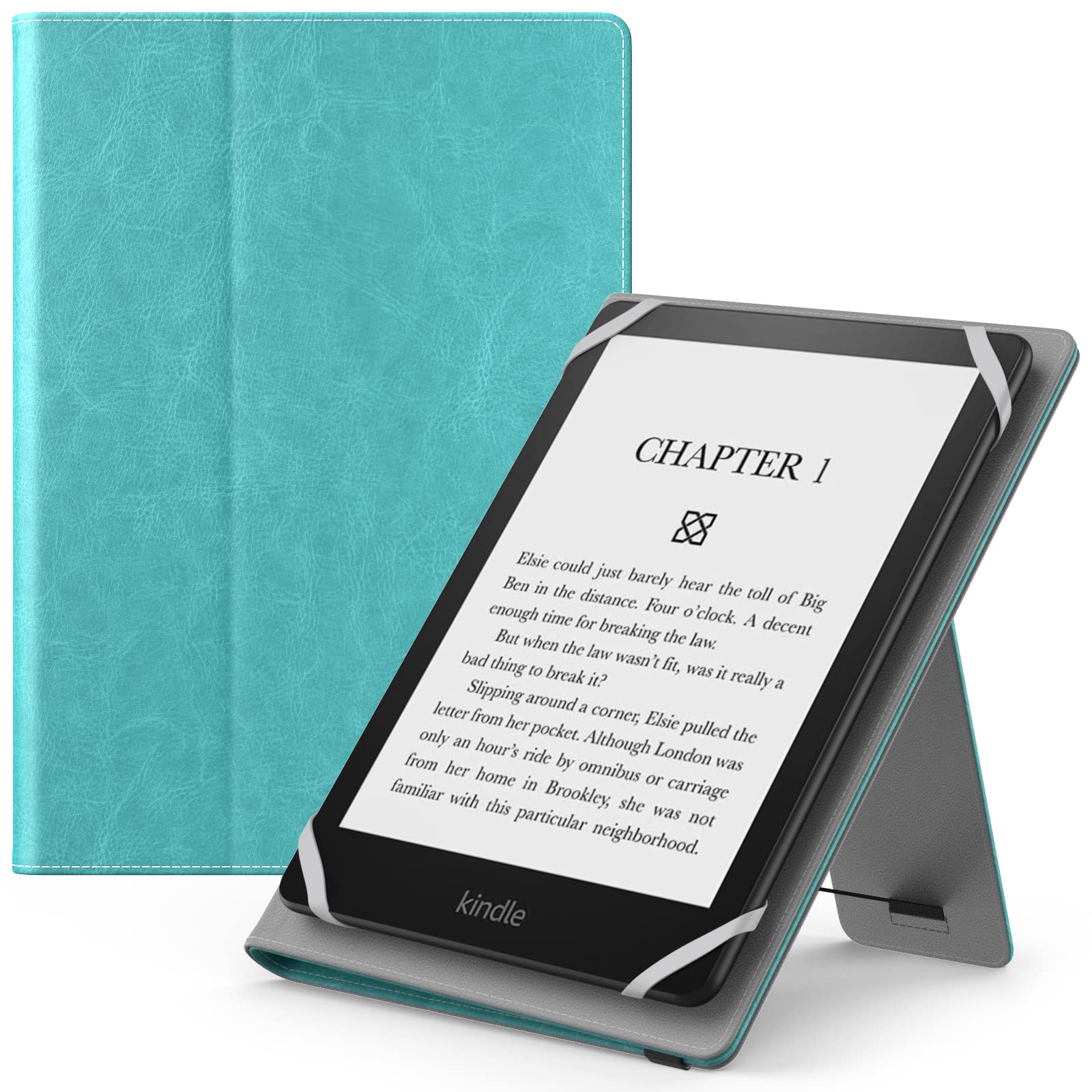 MoKo Kindle Fire 6" 6" 7" Universal Lightweight PU Leather Case Cover with Hand Strap Kickstand for Kindle Fire eReaders (Sky Blue)