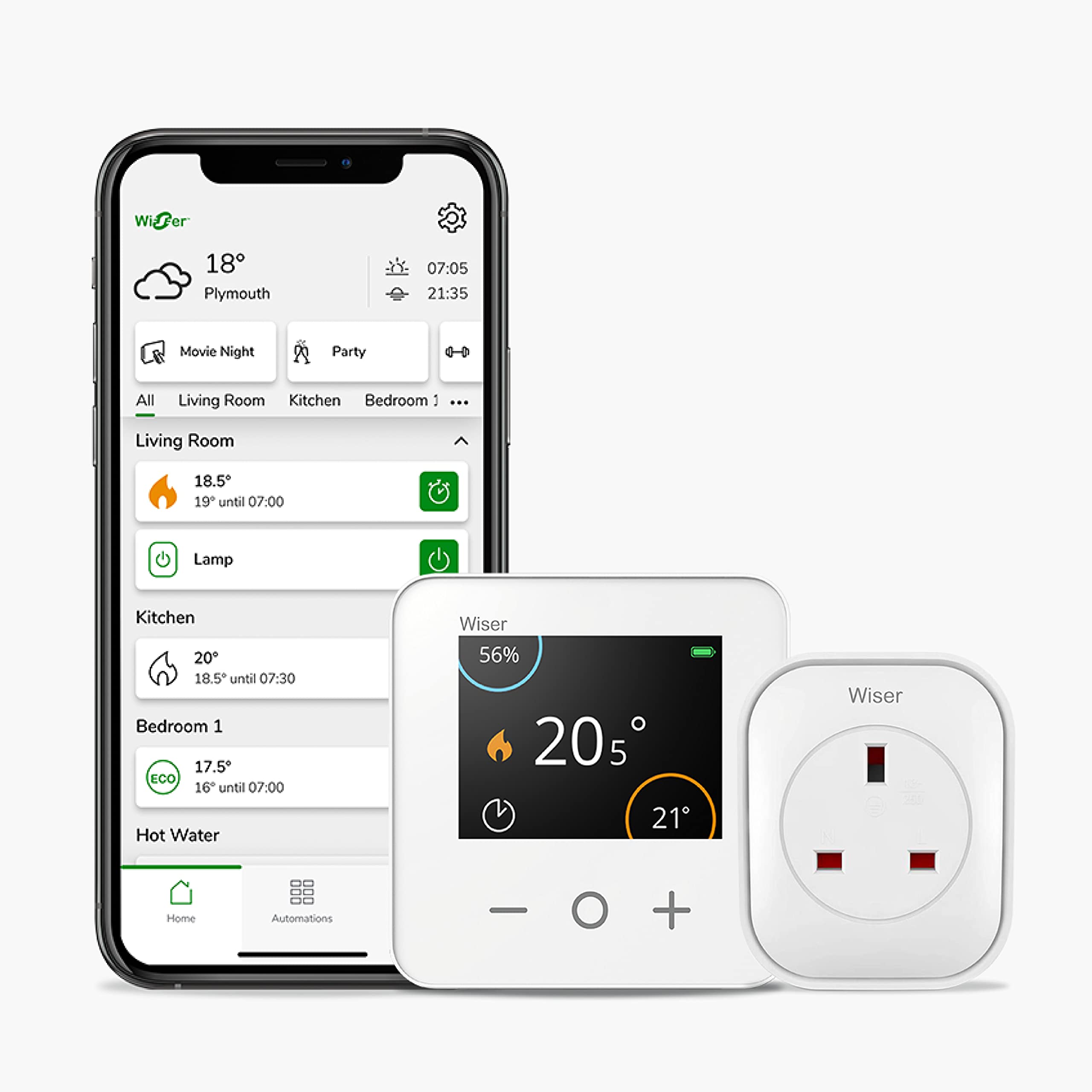 Wiser Smart Thermostat Heating Kit With Smart Plug - Conventional Boilers, Hot Water Control Anywhere, DIY Install