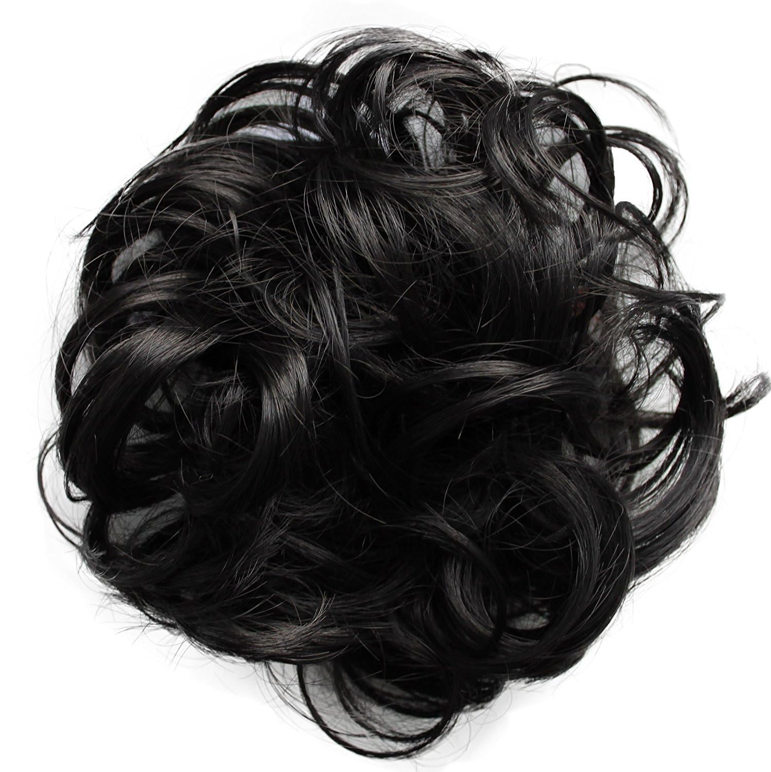 CAISHA Messy Scrunchie Bun Voluminous Wavy Hairpiece Heat-resistant Synthetic Fibres Black-Brown G41A