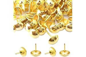 500Pcs Upholstery Tacks, BetterJonny Decorative Furniture Nails Pins Gold Metal Thumb Tacks for Upholstered Furniture Cork Board, Home Decor(17X11MM)