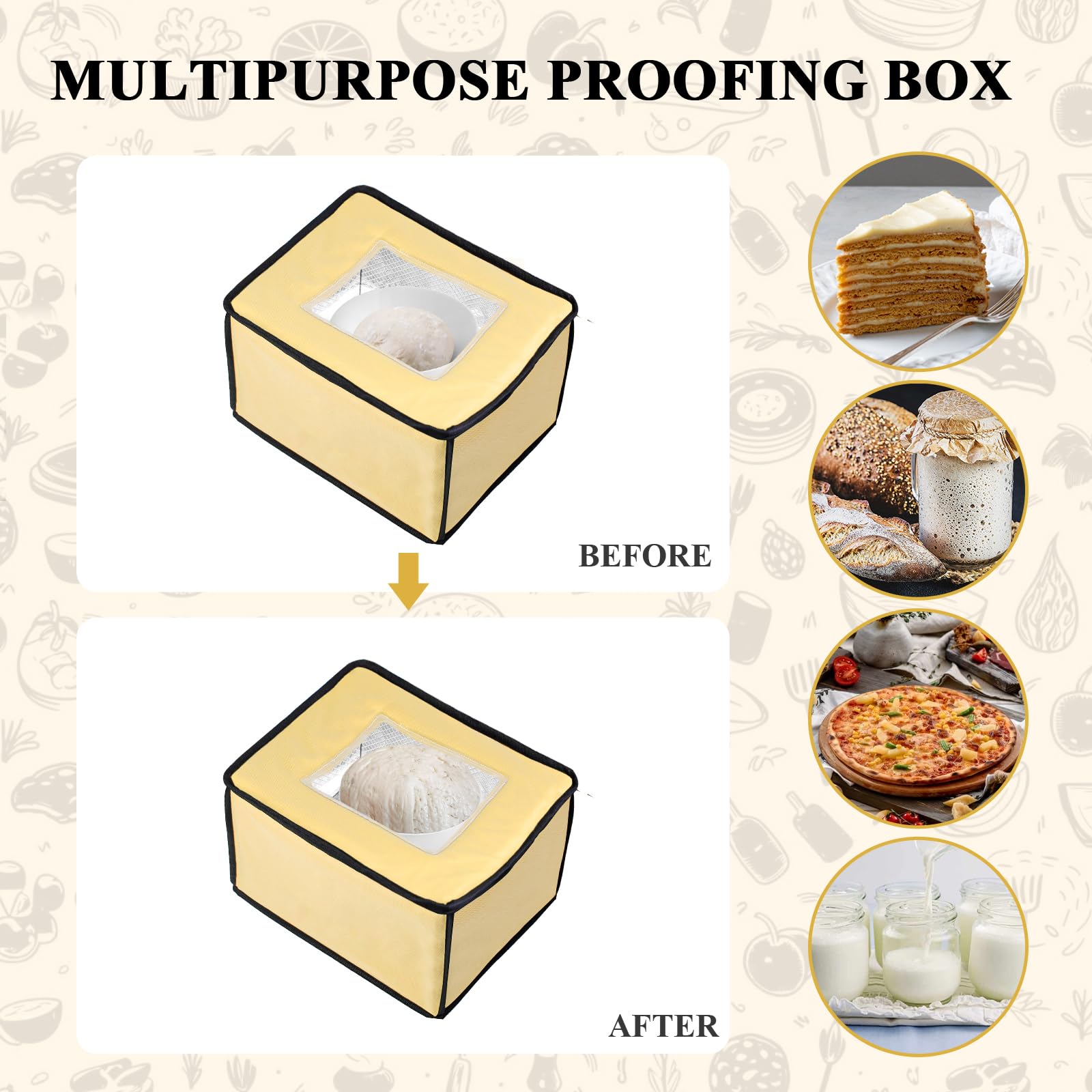 Bread Proofing Box with 50-130℉ Temp Control & 24H Timer, Folding Proofing Box for Sourdough Pizza Yogurt Rice Wine Fermentation, Space-Saving Sourdough Starter Warmer 15.7