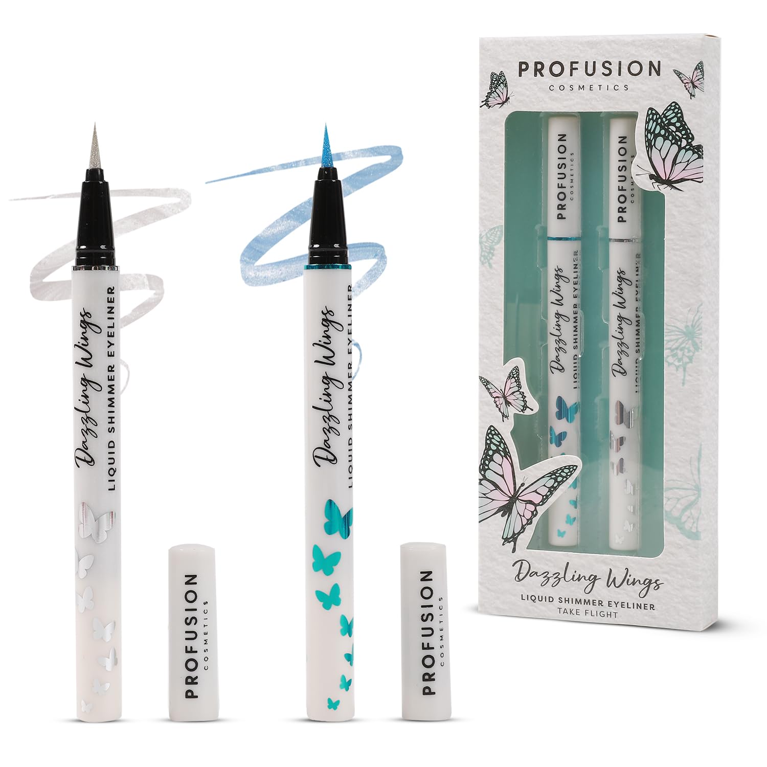 Profusion Cosmetics Empowered Butterfly Dazzling Wings Liquid Shimmer Eyeliner, Quick-dry, Waterproof, Sparkling Linears, Flexible brush for easy and precise application