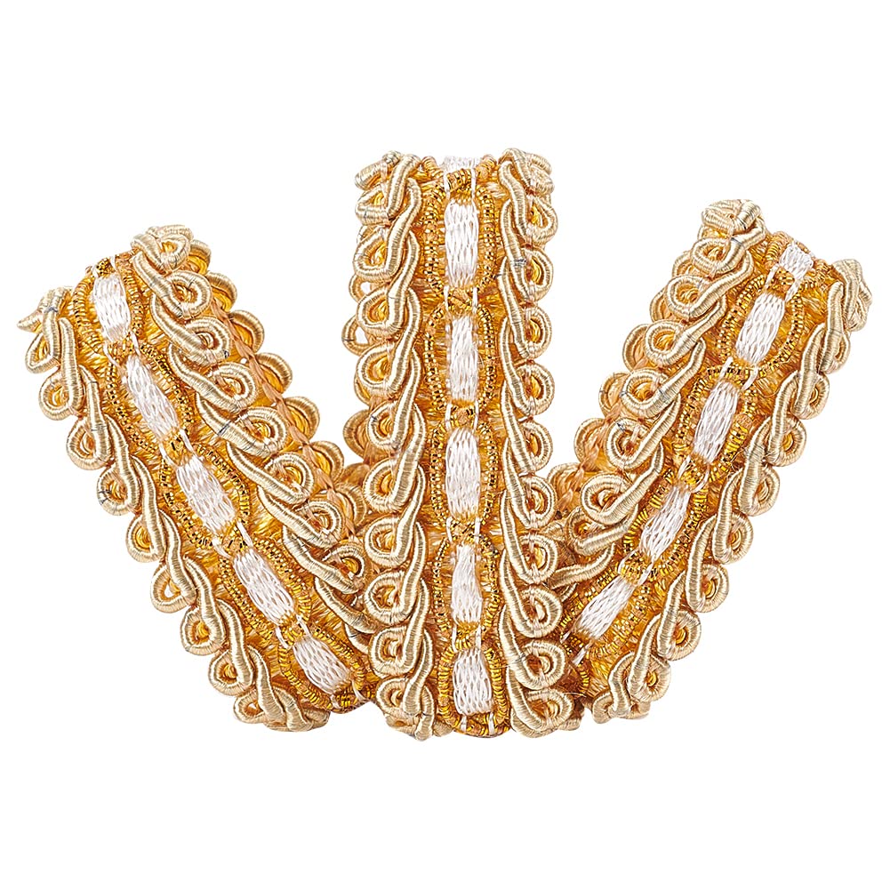 FINGERINSPIRE Gold Braid Trim 1.6 X115cm Polyester Ribbon Woven Gimp Fringe Trim for Costume DIY Crafts Sewing Jewelry Making Home Decoration