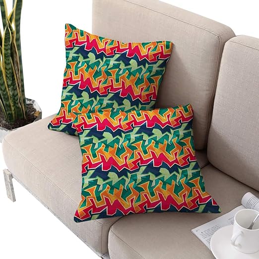 Amazon Com Grunge Square Square Euro Sham Cushion Cover Colorful
