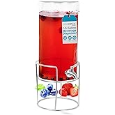 BIRDROCK HOME Beverage Dispenser with Stand & Stainless Steel Spigot - Hammered Glass Drink Dispenser for Parties Home & Events - Ideal for Serving Tea, Lemonade, Juice, Sangria, Cocktail - 1.5 Gallon