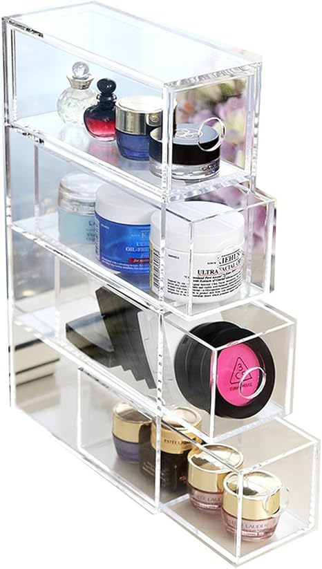 Amazon When Love Makeup ケース アクリル 化粧品 収納ボックス 4層 引き出し アイシャドウ グラス ブラッシュ リップスティック アイブロウ 鉛筆 デスクトップストレージボックス 1 透明 インテリア オンライン通販