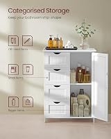 VASAGLE Cloud White Bathroom Floor Cabinet 4 Drawers 1 Door 65x35x90 cm view 3