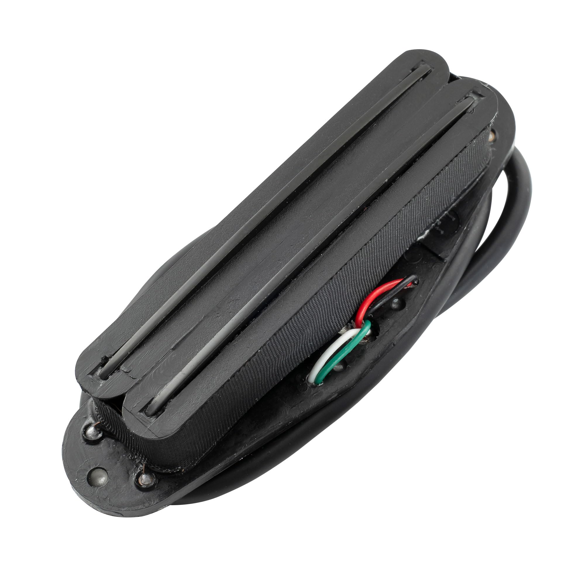 Musiclily Hot Rail Humbucker Single Coil Sized Pickup 10K for Fender Strat SQ Electric Guitar, Black Body with Black Rails