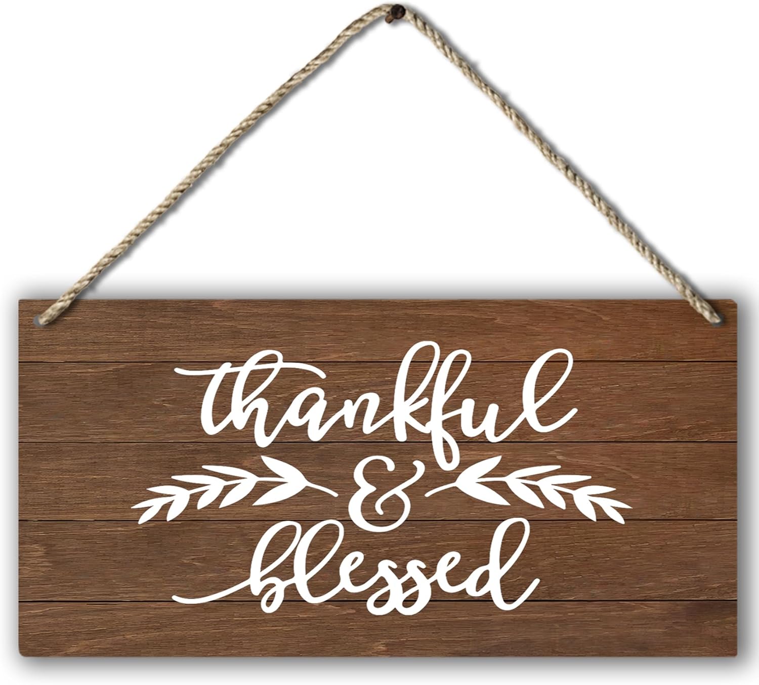 Plaques & Wall Art - Thankful and Blessed Christian Farmhouse Printed Wood Plaque Sign Wall Hanging,Rustic Hanging Wall Signs for Home Indoor Outdoor Decor, Thanksgiving Inspirational Home Door Sign 12 x 6 Inches