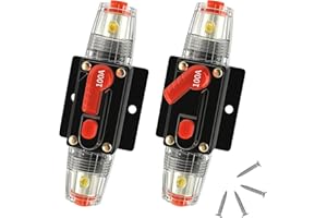 Bolipoeq 100 Amp Manual Reset Circuit Breaker DC 12-48V Waterproof Inline Fuse Holder, 3-15 AWG Overload Protection for Car Audio Sound Amplifier System RV Marine Boat Truck Solar (Pack of 2)