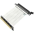 LINKUP - Ultra PCIe 4.0 X16 Riser Cable Shielded Extreme High-Speed Vertical Mount Gaming PCI Express Gen4┃Straight Socket (10cm) 3.0 Gen3 TT Compatible┃White