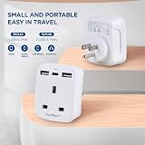 TechMax UK to USA Plug Adapter USB C Type G to B Travel for Canada Mexico White view 6