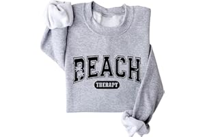 YORAURT Beach Therapy Fleece Sweatshirt for Women The Beach Is My Therapy Graphic Shirts Long Sleeve Casual Tops