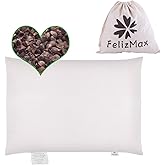 Organic Buckwheat Pillow for Sleeping, 100% Natural Premium buckwheat hulls, Organic Cotton Cover for Cool Sleep, Neck Support for Back and Side Sleepers, Buckwheat Pillow Refill-Travel Size(15” x 9”)