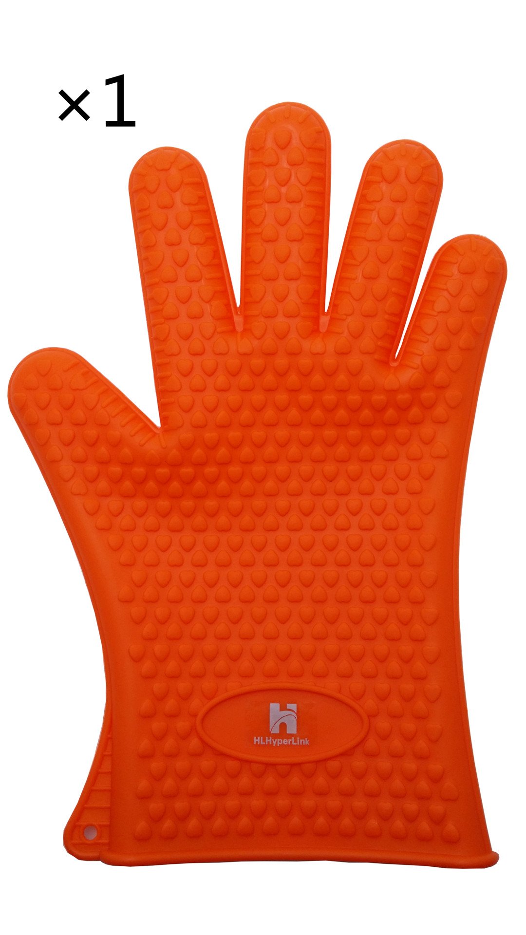HLHyperLink Silicone Oven Mitts BBQ Gloves gloves for Cooking, Baking, Smoking & barbecue (Single, Orange)