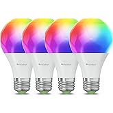 Nanoleaf Essentials Smart Light Bulbs, Matter LED Bulbs A19 E26 60W 4PK | Work with Alexa &amp; Google Home, WiFi Lighting Bulbs with 16M+ RGBTW Color Changing, Dimmable, Music Sync, 1000lm