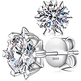 Sterling Silver Zirconia Earrings Stud Earrings-Round Cut D Color VVS1 Clarity Lab Created Diamond Earrings Studs White Gold Plated 925 Sterling Silver Jewelry for Women Men
