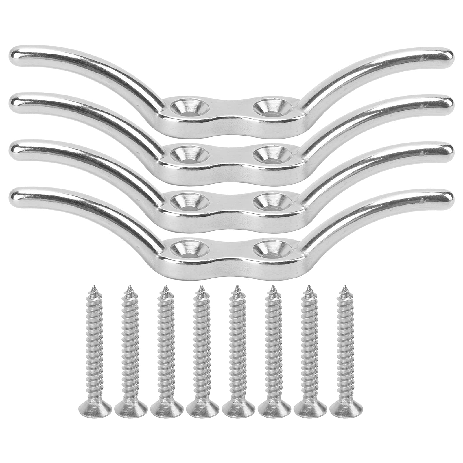 VGEBY Rope Cleat Hook, 4in Stainless Steel Boat Rope Cleats Hook Flagpole Rope Cleats with Mounting Screw for Flagpoles, Boats, Awnings, Tarps