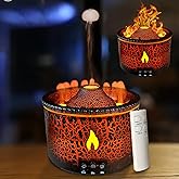 Cechlicht Volcano Diffuser, Essential Oil Diffuser 300ml Volcano Humidifier with Flame & Volcano Mist Mode, 2 Colors, Timer, Auto Shut-Off, Remote Control, Flame Diffusers for Home Bedroom Black