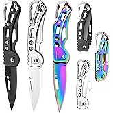 Daemson 3 Pack Pocket Knife Set, Folding Knife with Keychain | Self Defense Knife for Women &amp; Men, Stainless Steel, Small Sharp, Carabiner Knife for Outdoor Camping Hiking Mens Gift